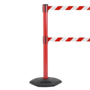 Colonnina segnapercorso rossa da esterno doppio nastro biaco rosso base plastica riciclata 2
