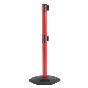 Colonnina segnapercorso rossa da esterno doppio nastro biaco rosso base plastica riciclata