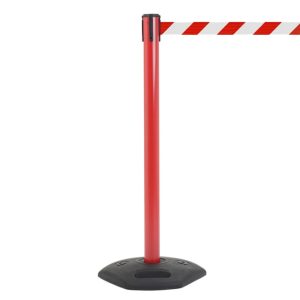 Colonnina segnapercorso rossa da esterno nastro singolo bianco rosso base plastica riciclata 2