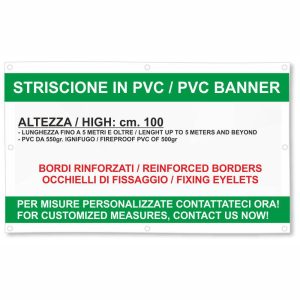 Striscione pubblicitario altezza cm.100 in PVC ignifugo e bordi rinforzati – Image 1