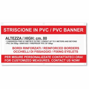 Striscione pubblicitario altezza cm.80 in PVC ignifugo e bordi rinforzati – Image 1