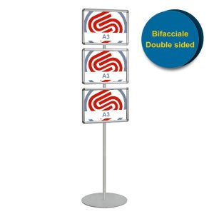 Cornice a scatto autoportante bifacciale 3 x A3 orizzontale su un solo montante - immagine 1