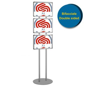 Cornice a scatto autoportante bifacciale 3 x A3 orizzontale - immagine 1