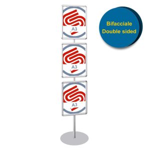Cornice a scatto autoportante bifacciale 3 x A3 verticale su un solo montante - immagine 1