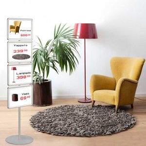 Cornice a scatto autoportante bifacciale 4 x A4 orizzontale su un solo montante - immagine 2