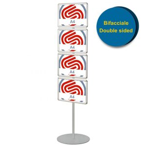 Cornice a scatto autoportante bifacciale 4 x A4 orizzontale su un solo montante - immagine 1