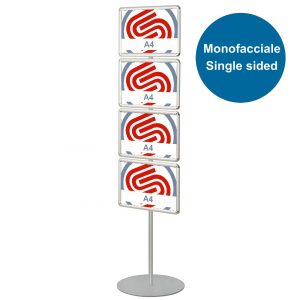 Cornice a scatto autoportante monofacciale 4 x A4 orizzontale su un solo montante - immagine 1