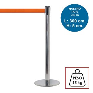 Colonnina segnapercorso TENDILINEA SILVER lucida di 15 kg con nastro arancione di 3 metri - immagine 1