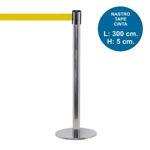 Colonnina segnapercorso TENDILINEA SILVER lucida con nastro giallo di 3 metri - immagine 1