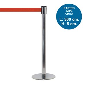 Colonnina segnapercorso TENDILINEA SILVER lucida con nastro rosso di 3 metri - immagine 1