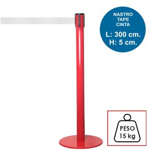 TENDILINEA ROSSO stanchion with 3 meter white tape and 15 Kg weight - Image 1