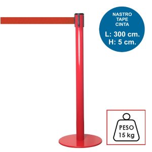 TENDILINEA ROSSO stanchion with 3 meter red tape and 15 Kg weight - Image 1