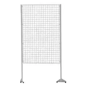 Parete espositiva con pannello a griglia metallica porta quadri 100x150