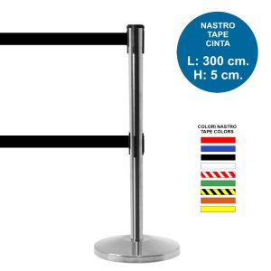 Colonnina segnapercorso con doppio nastro di 3 metri - nastro inferiore nero – Image 1