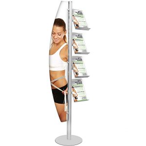 Floor Display with Flag and 4 reclined shelves micro-perforated sheet - Image 1