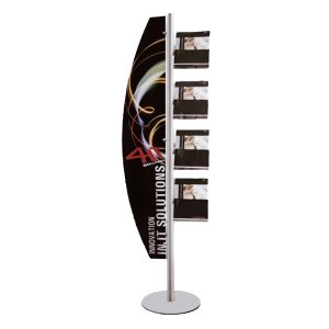 Espositore da pavimento con vela e 4 ripiani A4 in plexi inclinati - immagine 1