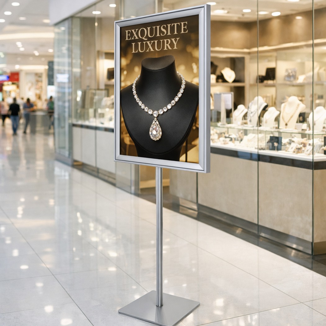 Espositore Portaposter con cornici a scatto Autoportante