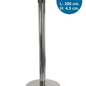 Silver stanchion with 2 meters black belt - ECOLINE - Image 1