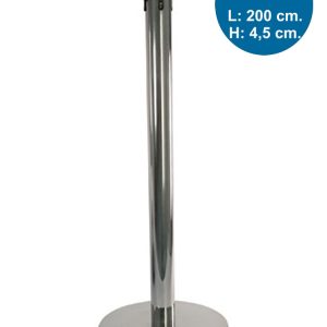 Silver stanchion with 2 meters silver belt - ECOLINE - Image 1