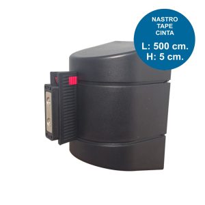 Avvolgitore con attacco a muro magnetico e nastro nero da 5 metri - immagine 1