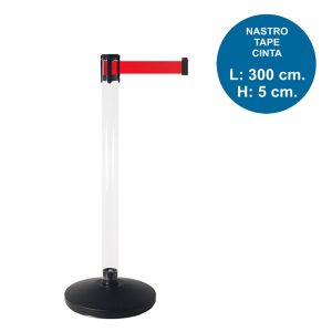 Colonnina segnapercorso in PVC trasparente e nastro di 3 metri – Image 1