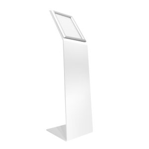 White reading desk floor stand with L base and A4 snap frame - Image 5