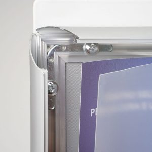 White reading desk floor stand with L base and A4 snap frame - Image 4