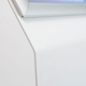 White reading desk floor stand with L base and A4 snap frame - Image 3