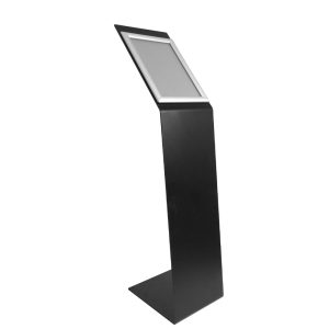Black reading desk floor stand with L base and A4 snap frame - Image 4