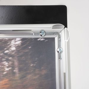 Black reading desk floor stand with L base and A4 snap frame - Image 3