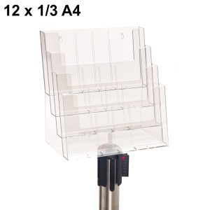 Portadepliant 12 tasche 1/3 A4 con supporto in ABS per colonnina segnapercorso - immagine 1