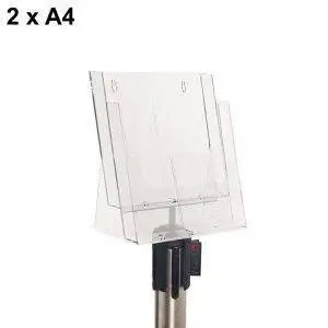 Portadepliant 2 tasche A4 con supporto in ABS per colonnina segnapercorso - immagine 1