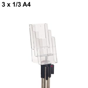 Portadepliant 3 tasche 1/3 A4 con supporto in ABS per colonnina segnapercorso – Image 1