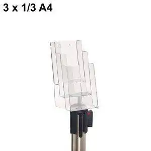 Portadepliant 3 tasche 1/3 A4 con supporto in ABS per colonnina segnapercorso - immagine 1