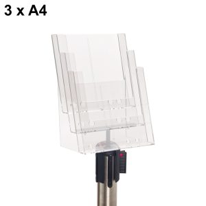 Portadepliant 3 tasche A4 con supporto in ABS per colonnina segnapercorso - immagine 1