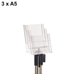 Portadepliant 3 tasche A5 con supporto in ABS per colonnina segnapercorso - immagine 1