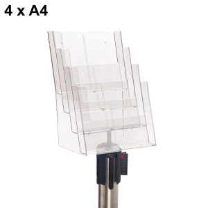 Portadepliant 4 tasche A4 con supporto in ABS per colonnina segnapercorso - immagine 1