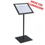 Bacheca nera porta menu esterno autoportante 2xA4 con illuminazione LED e pannello personalizzabile