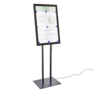 Bacheca nera porta menu esterno autoportante 4xA4 con illuminazione LED e pannello personalizzabile