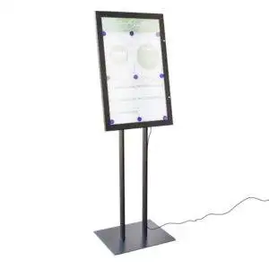 Bacheca nera porta menu esterno autoportante 4xA4 con illuminazione LED e pannello personalizzabile