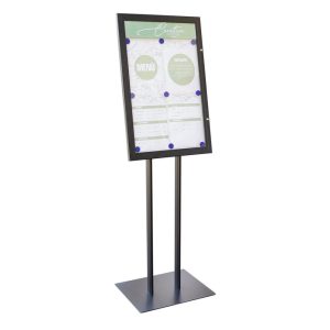 Bacheca nera porta menu esterno autoportante 4xA4 e pannello personalizzabile