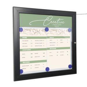 Bacheca porta menu esterno 2xA4 color nero con pannello personalizzabile con illuminazione led