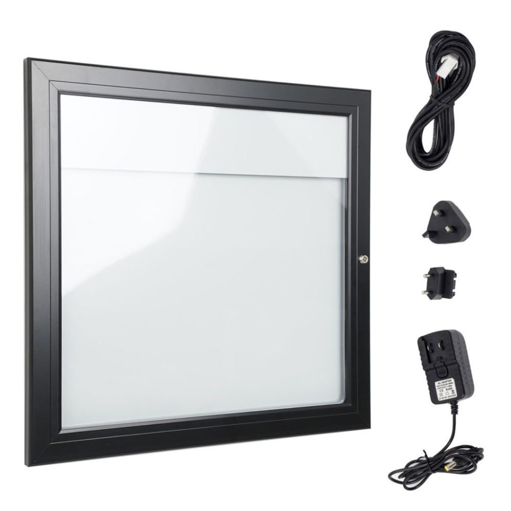 Bacheca porta menu esterno 2xA4 color nero con pannello personalizzabile disponibile anche con illuminazione led 2