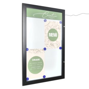 Bacheca porta menu esterno 4xA4 color nero con illuminazione LED e pannello personalizzabile
