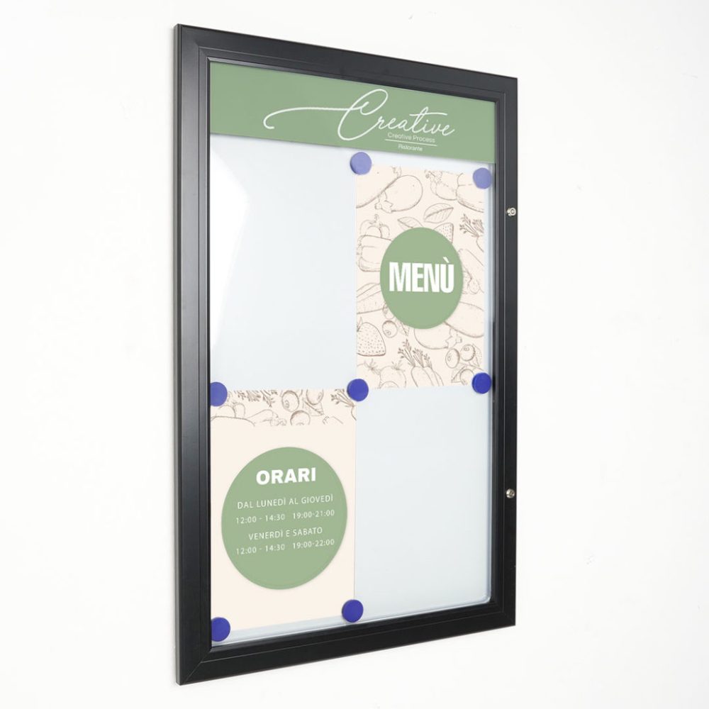 Bacheca porta menu esterno 4xA4 color nero con pannello personalizzabile 2