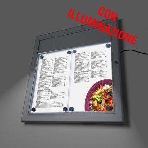 Bacheca porta menù da esterno formato 2xA4 con illuminazione LED