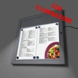 Bacheca porta menù da esterno formato 2xA4 con illuminazione LED