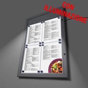 Bacheca porta menù da esterno formato 4xA4 con illuminazione LED