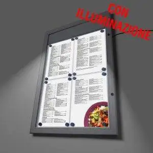 Bacheca porta menù da esterno formato 4xA4 con illuminazione LED