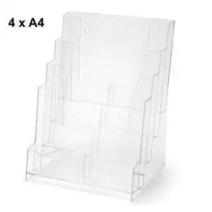Table and wall stand brochure holder with 4 pockets A4 format - Economy Line - Image 1